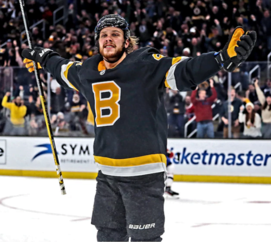 David pastrnak in  Boston Bruins jersey